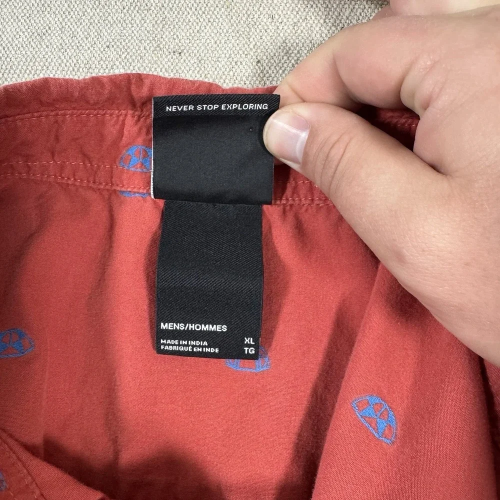 The North Face Shirt Mens XL Red Camp All Over Print Tents Button‎ Up Hiking